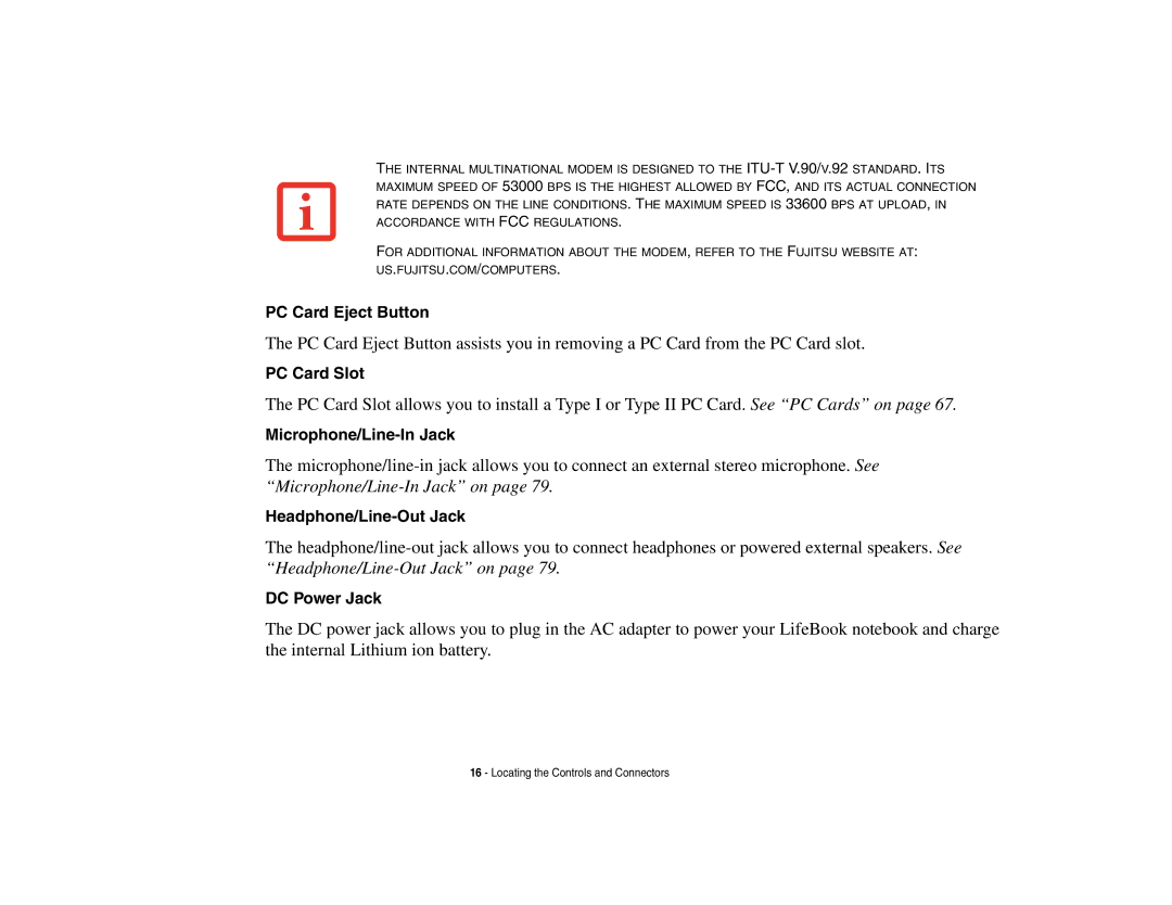 Fujitsu Siemens Computers B6230 notebook manual PC Card Eject Button 