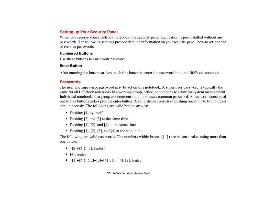 Fujitsu Siemens Computers B6230 notebook manual Setting up Your Security Panel, Passwords 