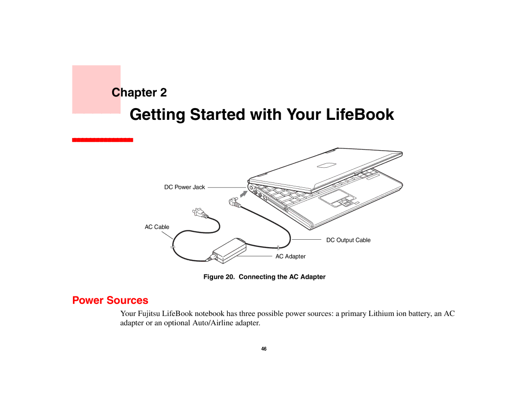 Fujitsu Siemens Computers B6230 notebook manual Getting Started with Your LifeBook, Power Sources 