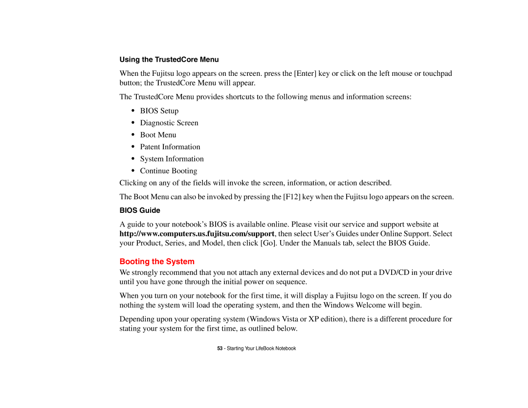 Fujitsu Siemens Computers B6230 notebook manual Booting the System 