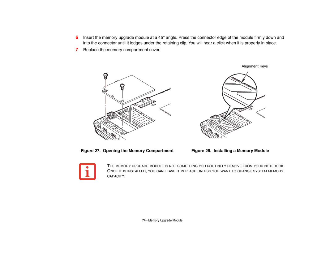 Fujitsu Siemens Computers B6230 notebook manual Opening the Memory Compartment 