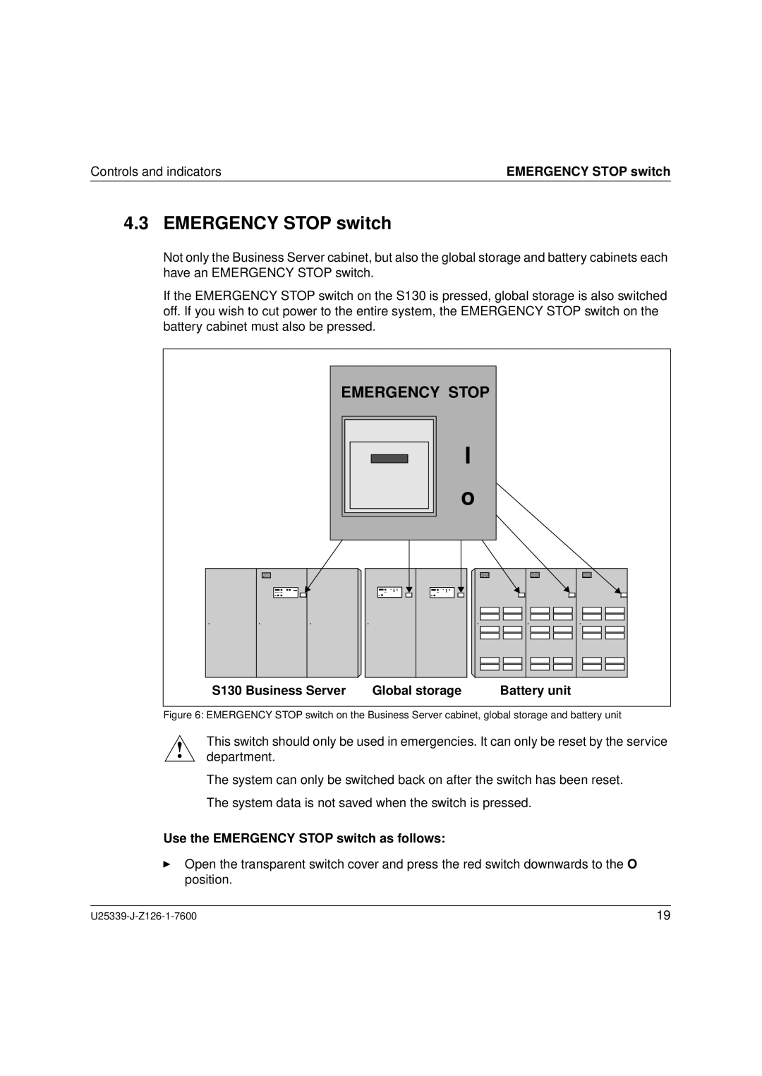 Fujitsu Siemens Computers BS2000/OSD manual Use the Emergency Stop switch as follows 