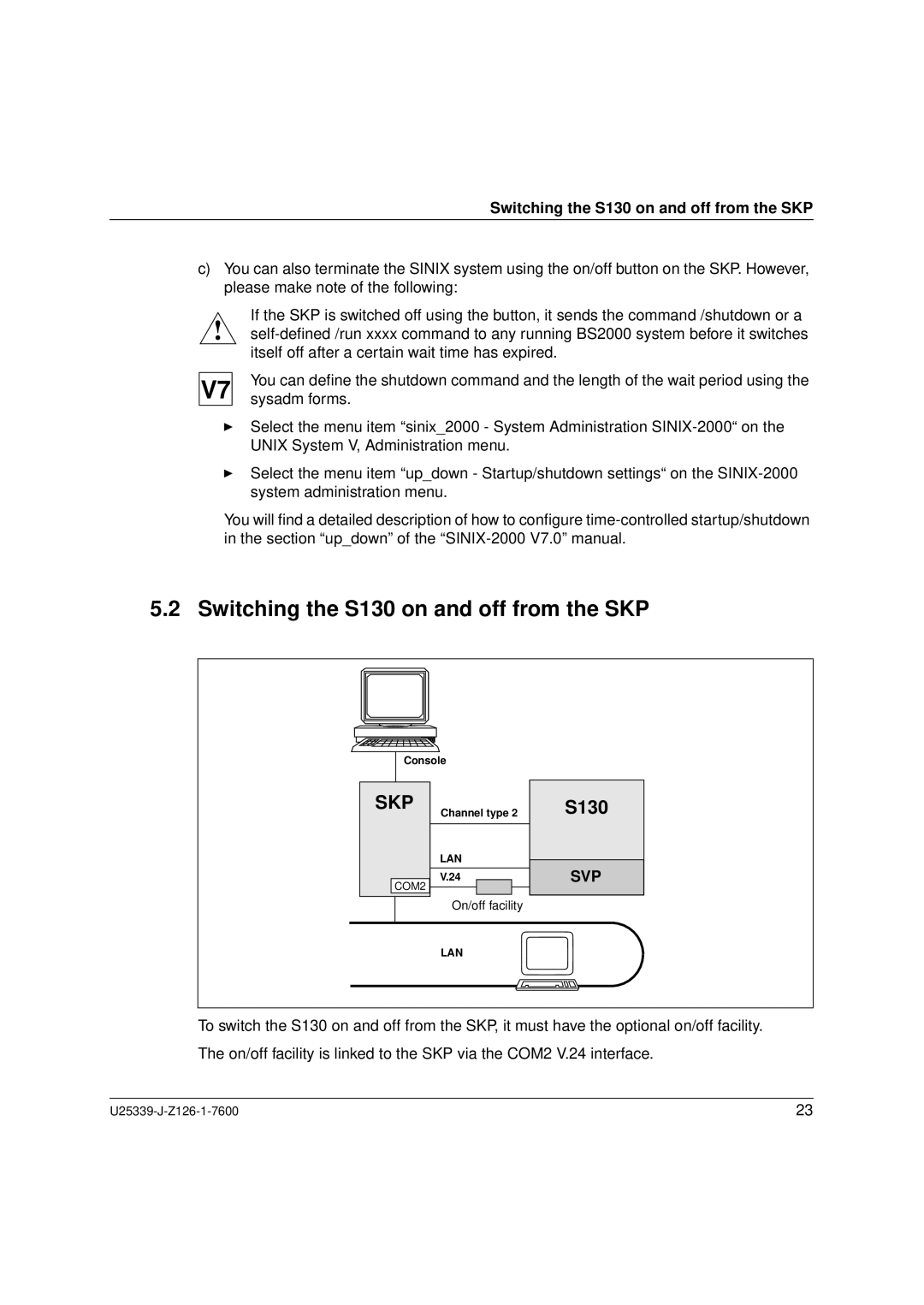 Fujitsu Siemens Computers BS2000/OSD manual Switching the S130 on and off from the SKP 