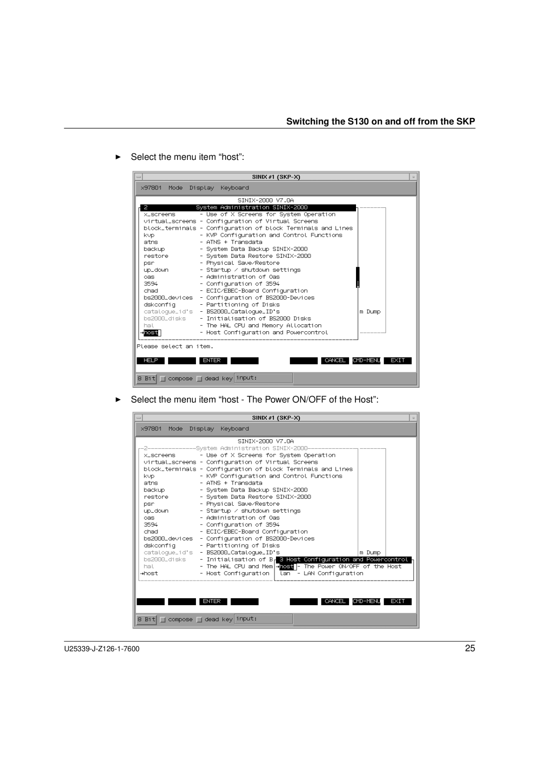 Fujitsu Siemens Computers BS2000/OSD manual Switching the S130 on and off from the SKP 