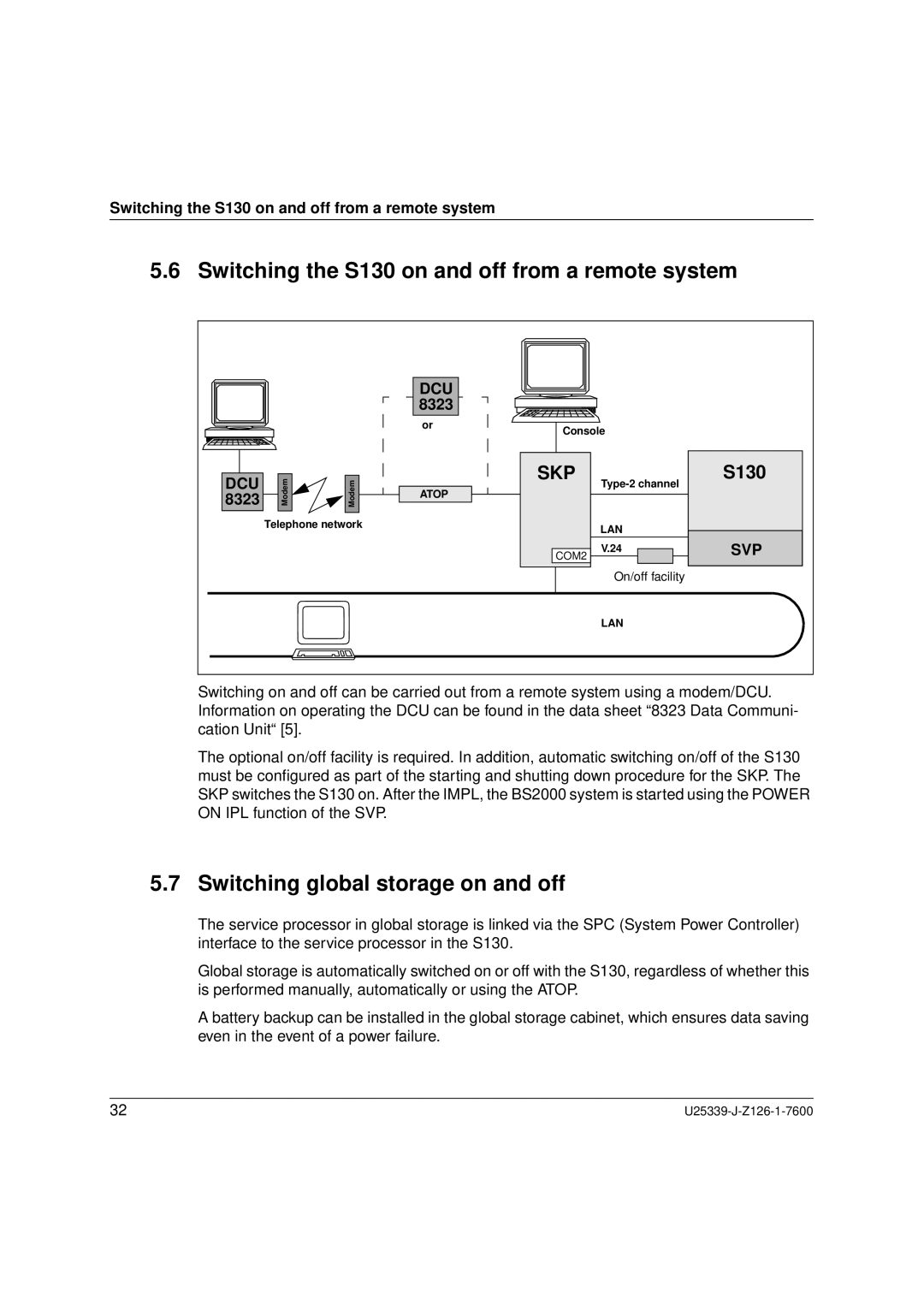 Fujitsu Siemens Computers BS2000/OSD manual Switching the S130 on and off from a remote system, Dcu, 8323 