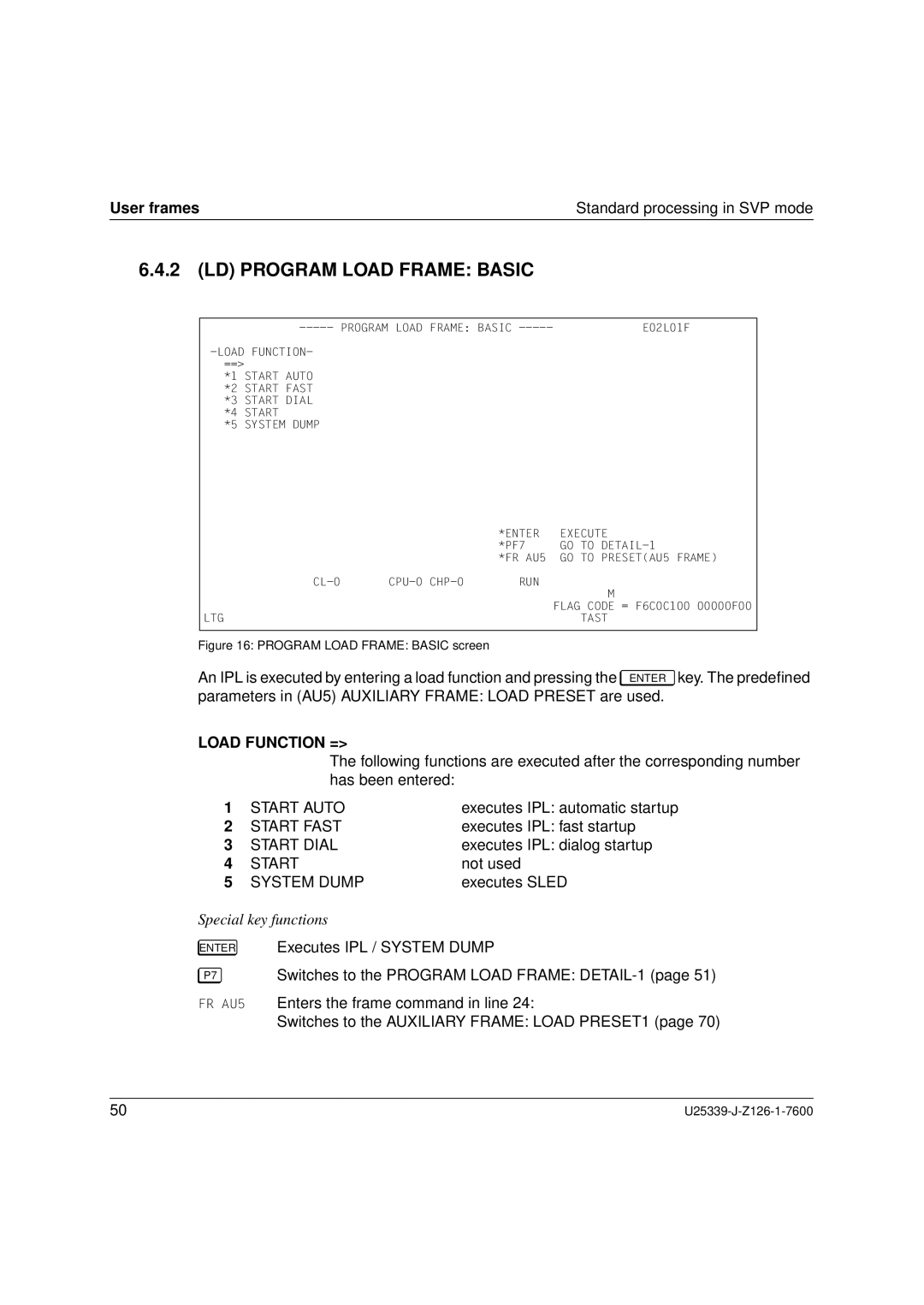 Fujitsu Siemens Computers BS2000/OSD manual LD Program Load Frame Basic, Load Function = 