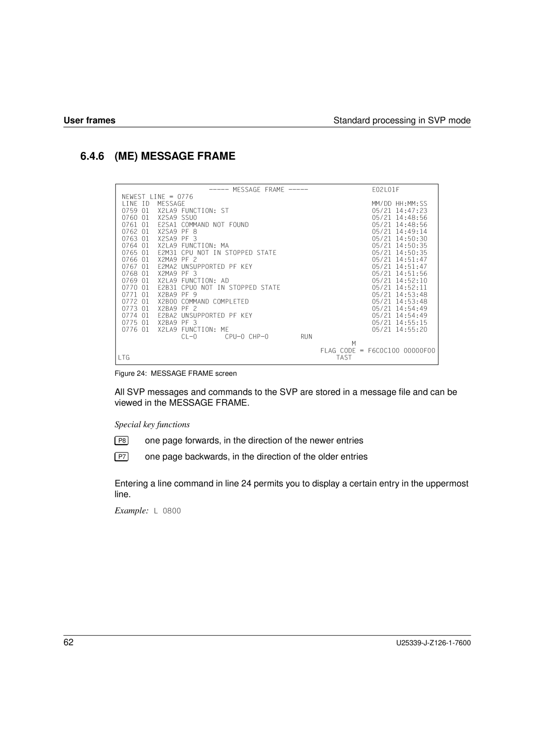 Fujitsu Siemens Computers BS2000/OSD manual ME Message Frame, Message Frame screen 