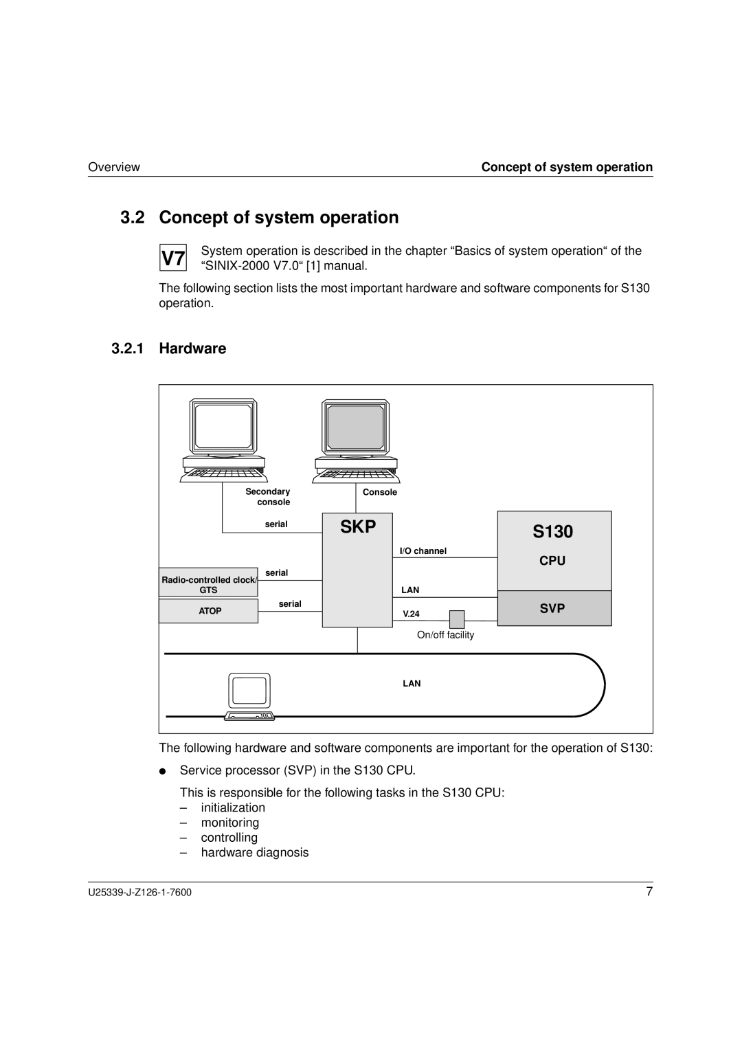 Fujitsu Siemens Computers BS2000/OSD manual Concept of system operation, Hardware, Cpu, Svp 