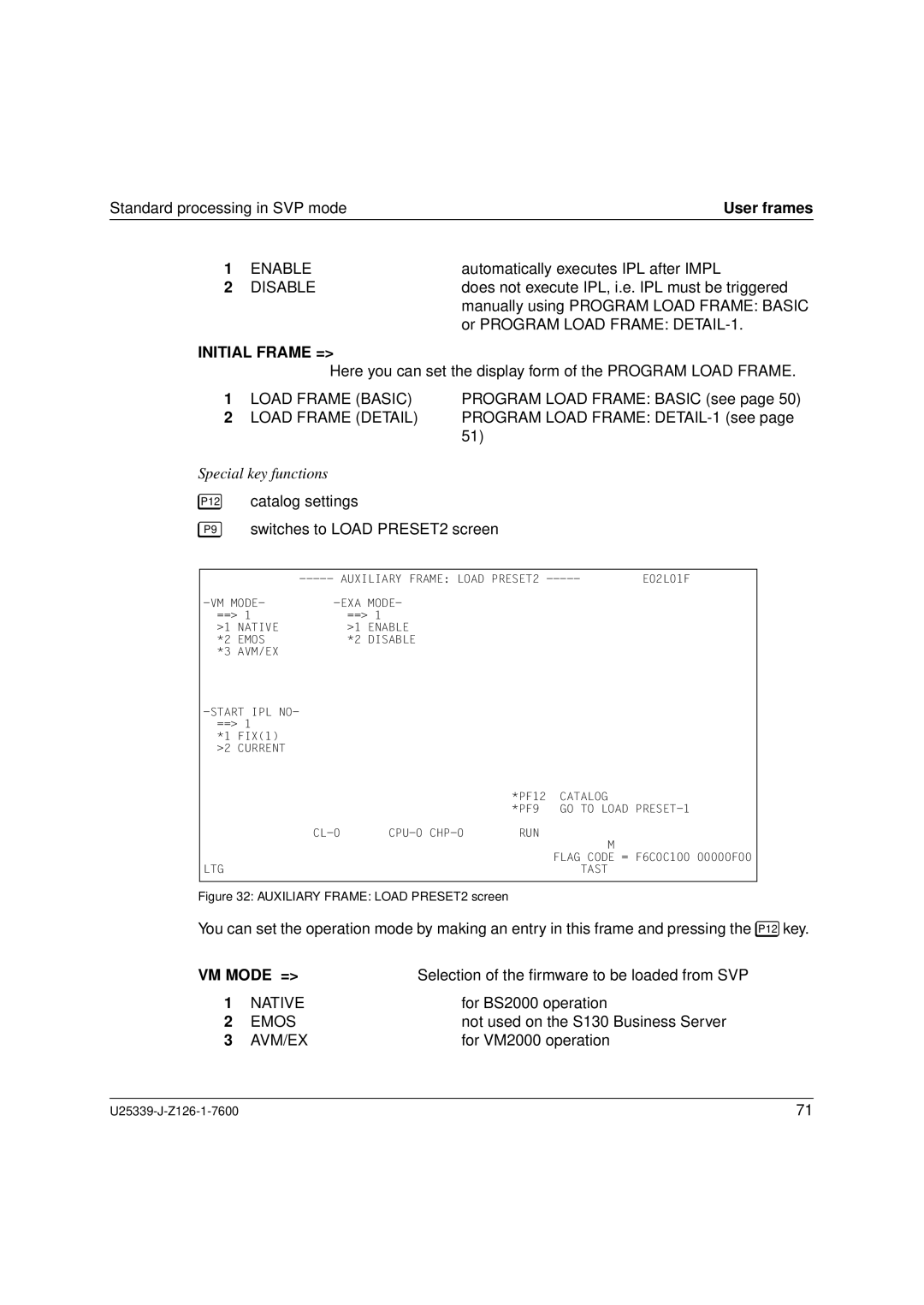 Fujitsu Siemens Computers BS2000/OSD manual Initial Frame =, Load Frame Basic, Load Frame Detail 