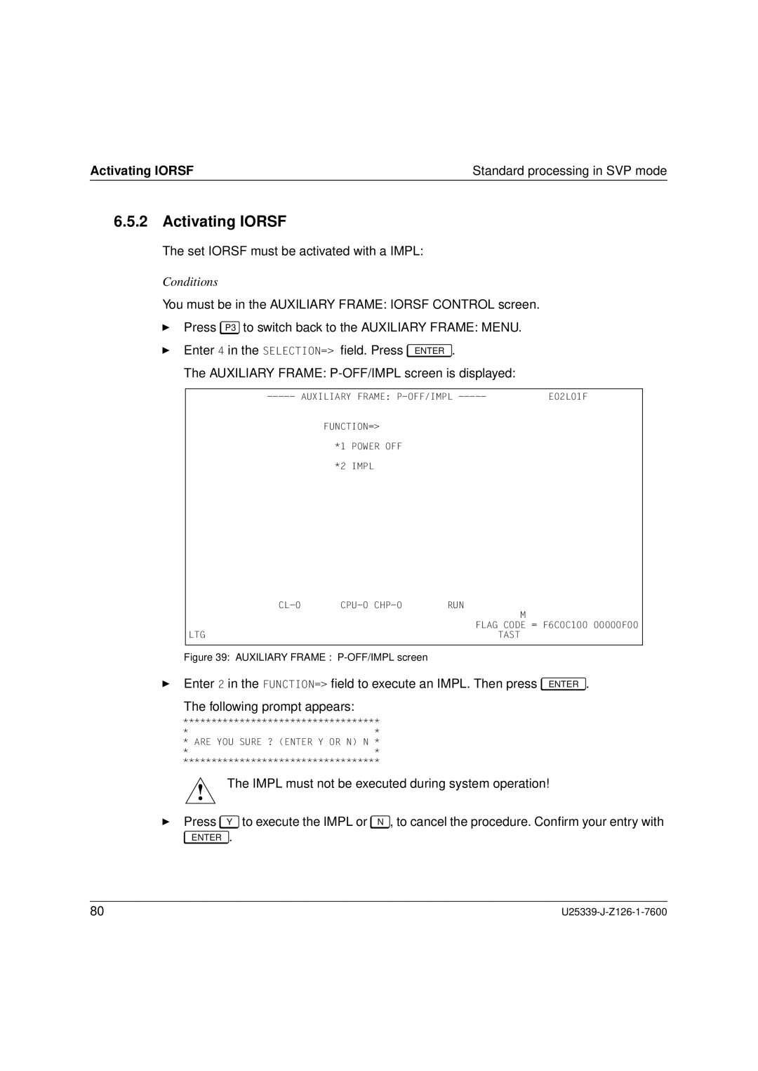 Fujitsu Siemens Computers BS2000/OSD manual Activating Iorsf Standard processing in SVP mode 