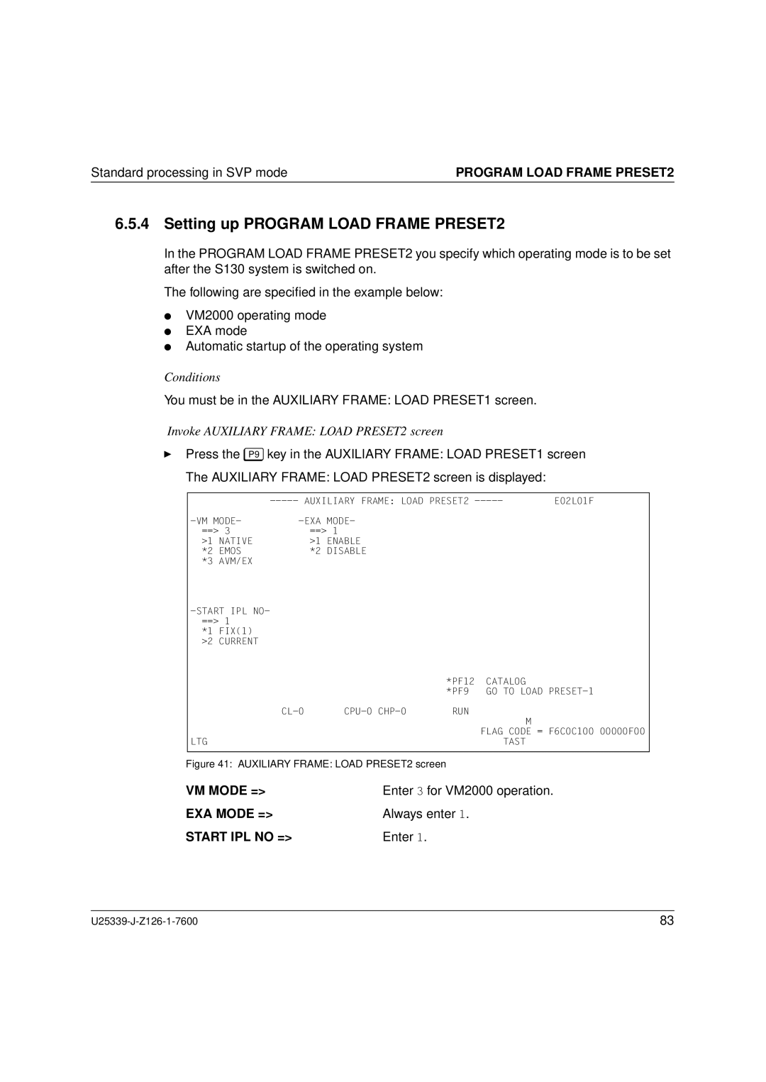 Fujitsu Siemens Computers BS2000/OSD manual Setting up Program Load Frame PRESET2 