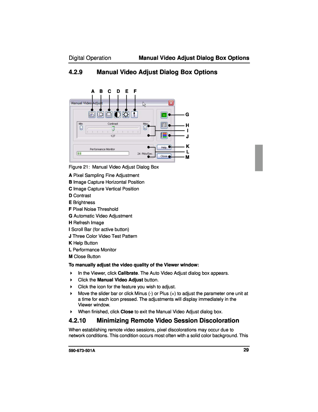 Fujitsu Siemens Computers BX600 Manual Video Adjust Dialog Box Options, Minimizing Remote Video Session Discoloration 