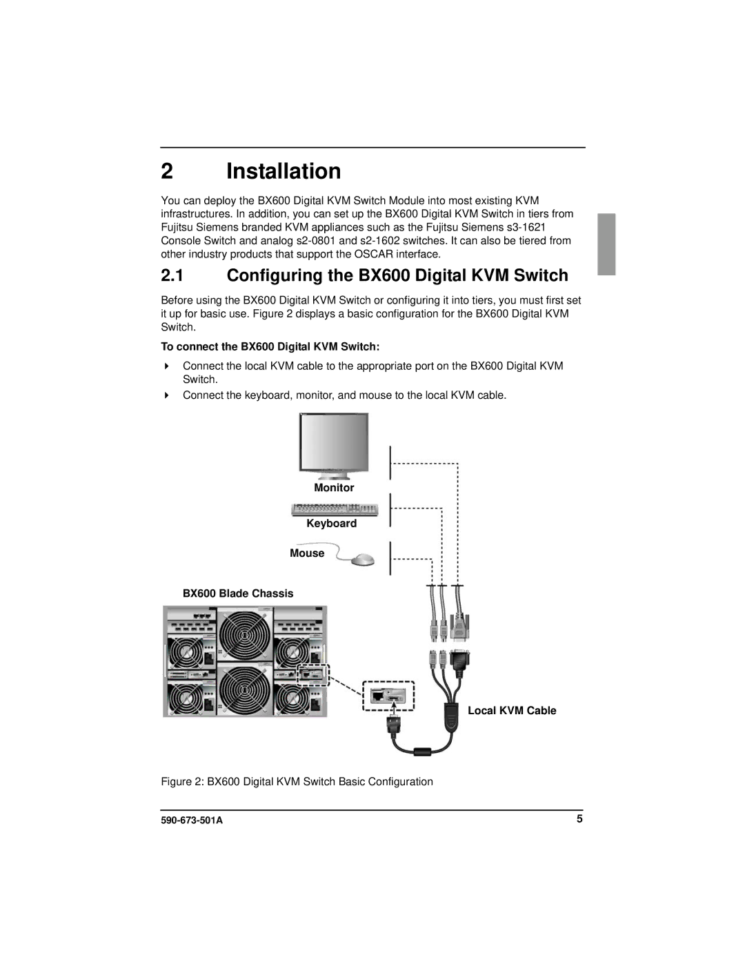 Fujitsu Siemens Computers manual Installation, Configuring the BX600 Digital KVM Switch 