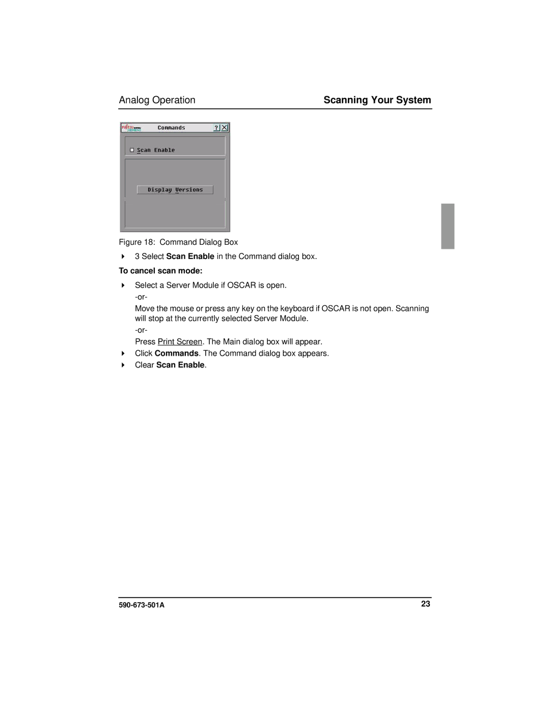 Fujitsu Siemens Computers BX600 manual Scanning Your System, To cancel scan mode, Clear Scan Enable 