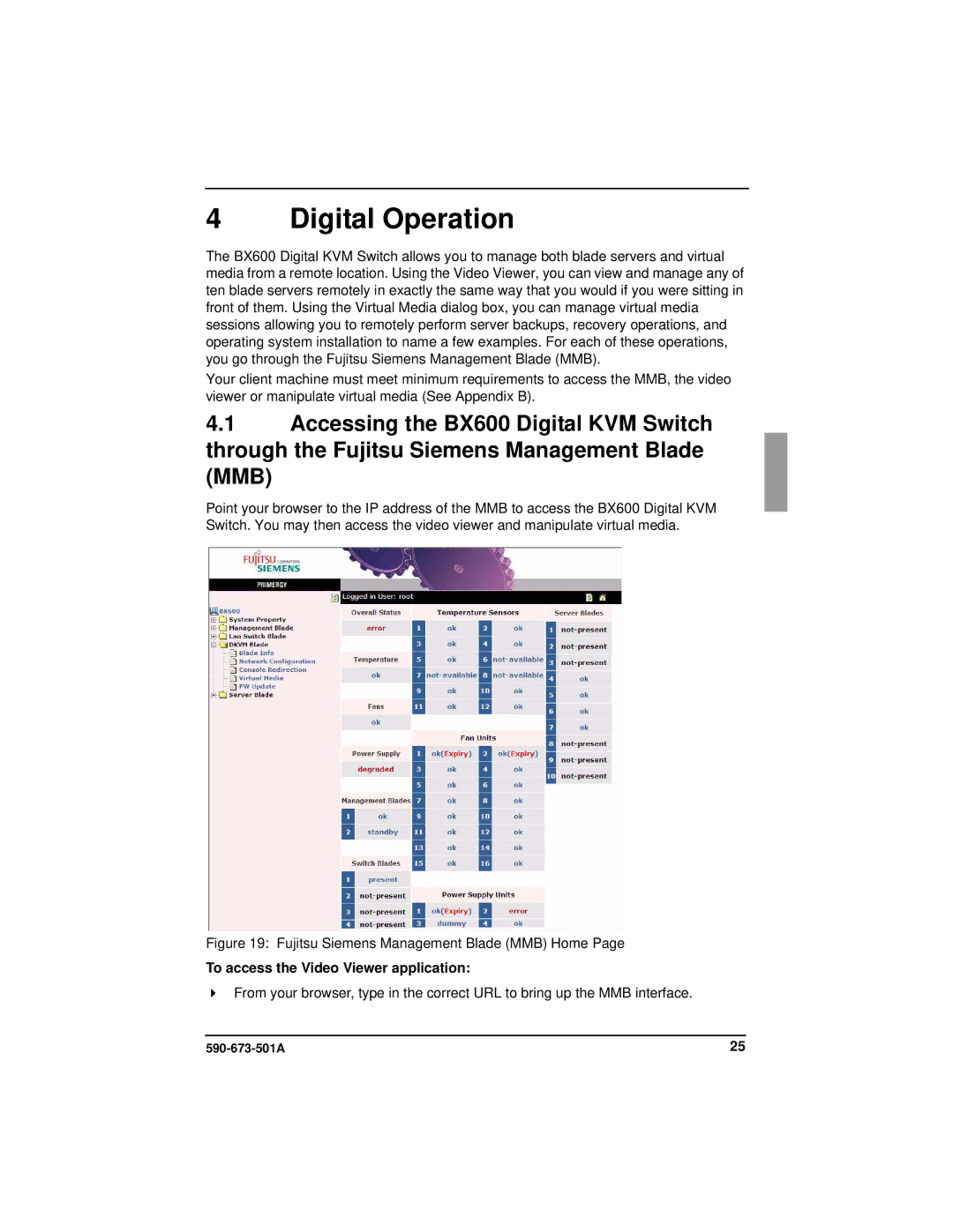 Fujitsu Siemens Computers BX600 manual Digital Operation, To access the Video Viewer application 