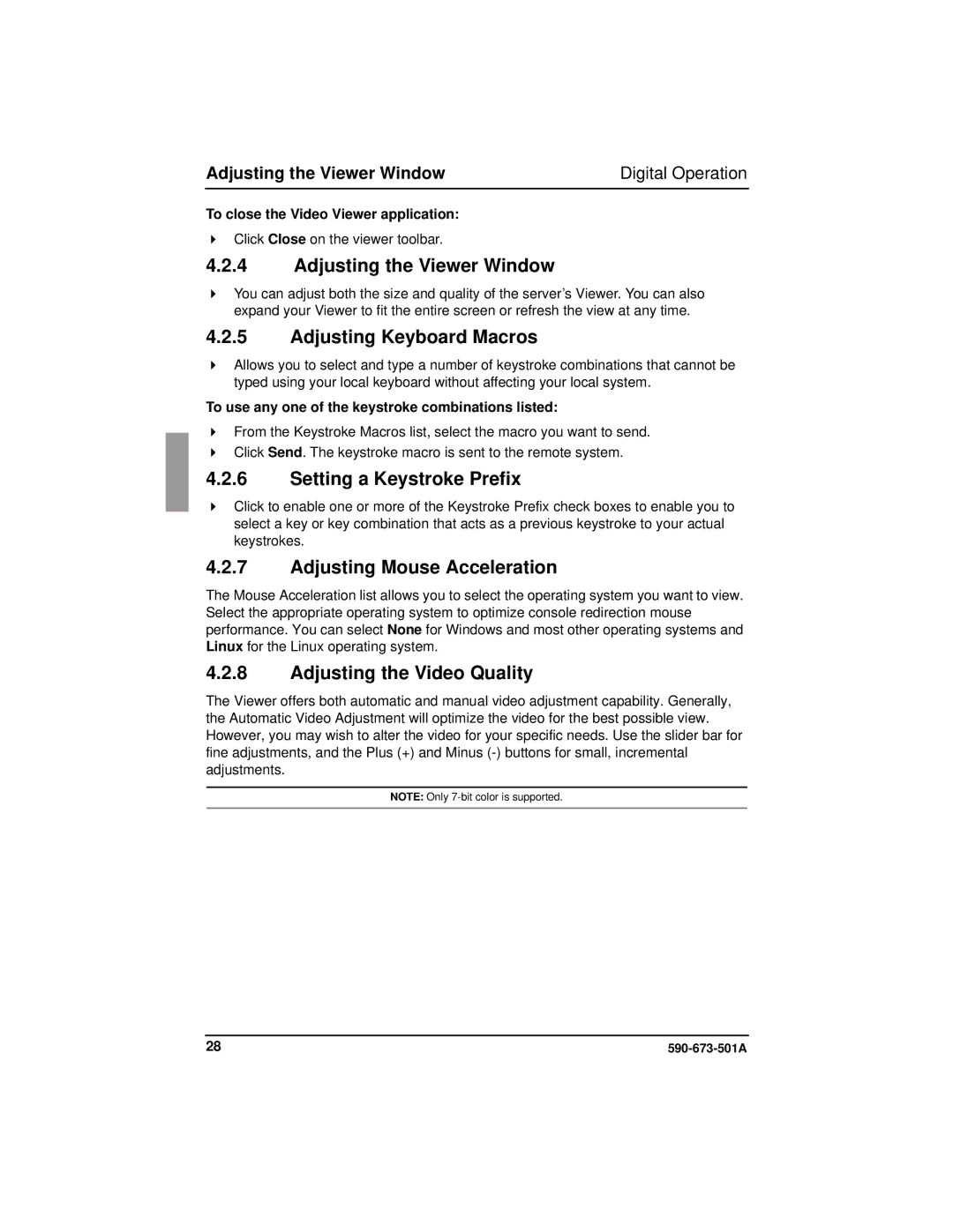 Fujitsu Siemens Computers BX600 manual Adjusting the Viewer Window, Adjusting Keyboard Macros, Setting a Keystroke Prefix 