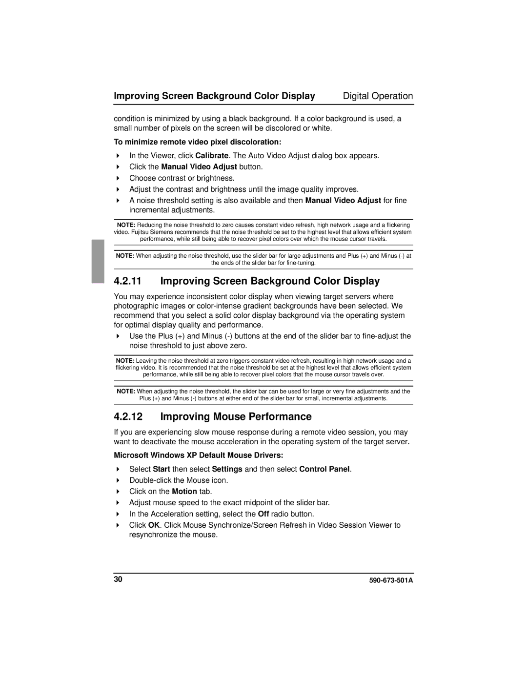 Fujitsu Siemens Computers BX600 manual Improving Screen Background Color Display, Improving Mouse Performance 