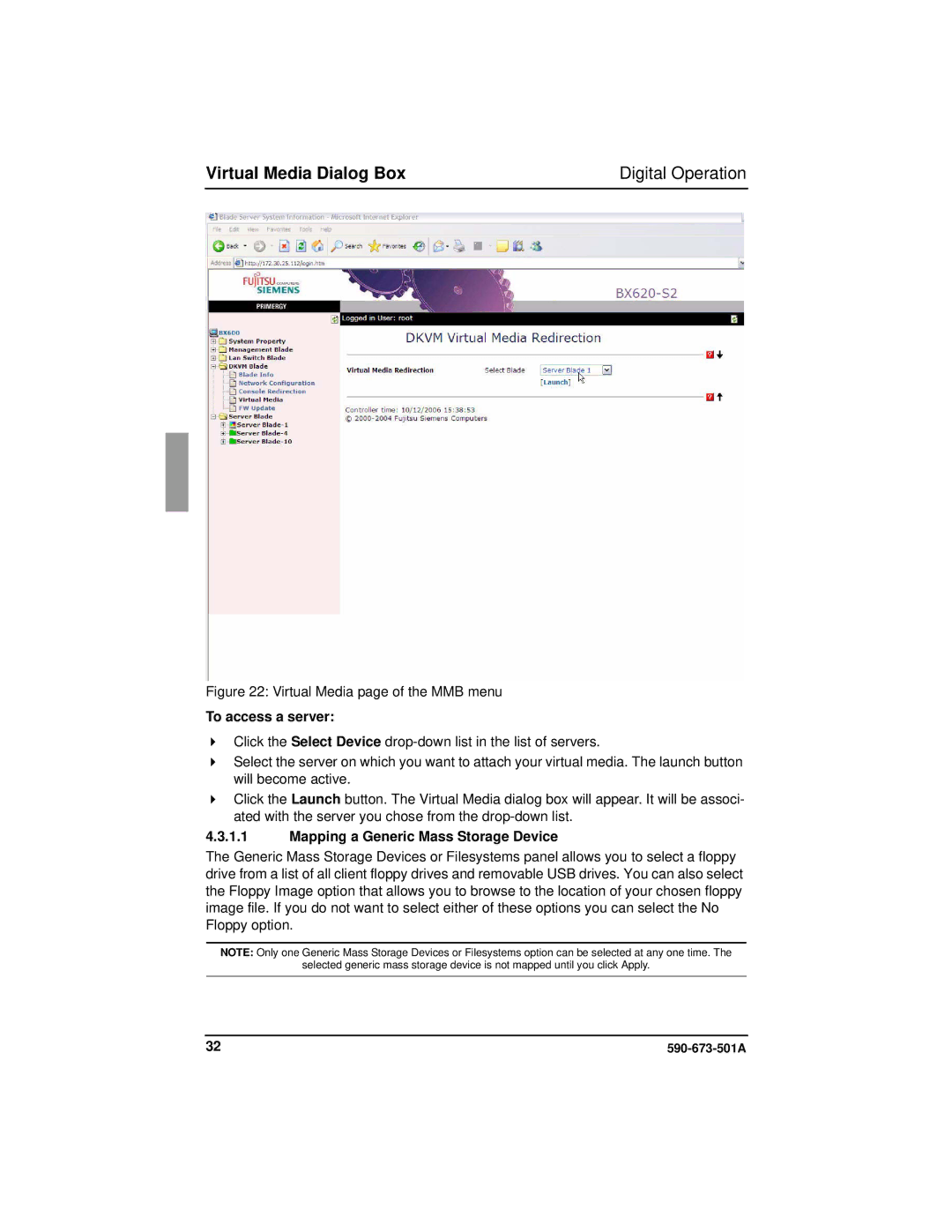 Fujitsu Siemens Computers BX600 manual Virtual Media Dialog Box Digital Operation, Mapping a Generic Mass Storage Device 