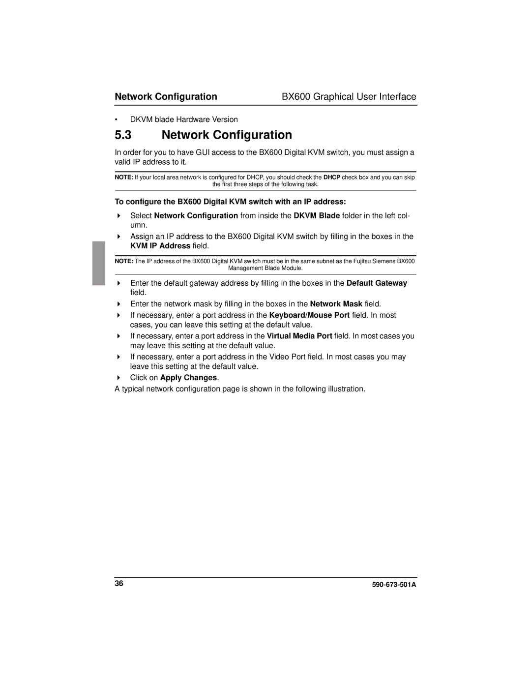 Fujitsu Siemens Computers manual Network Configuration BX600 Graphical User Interface, Click on Apply Changes 