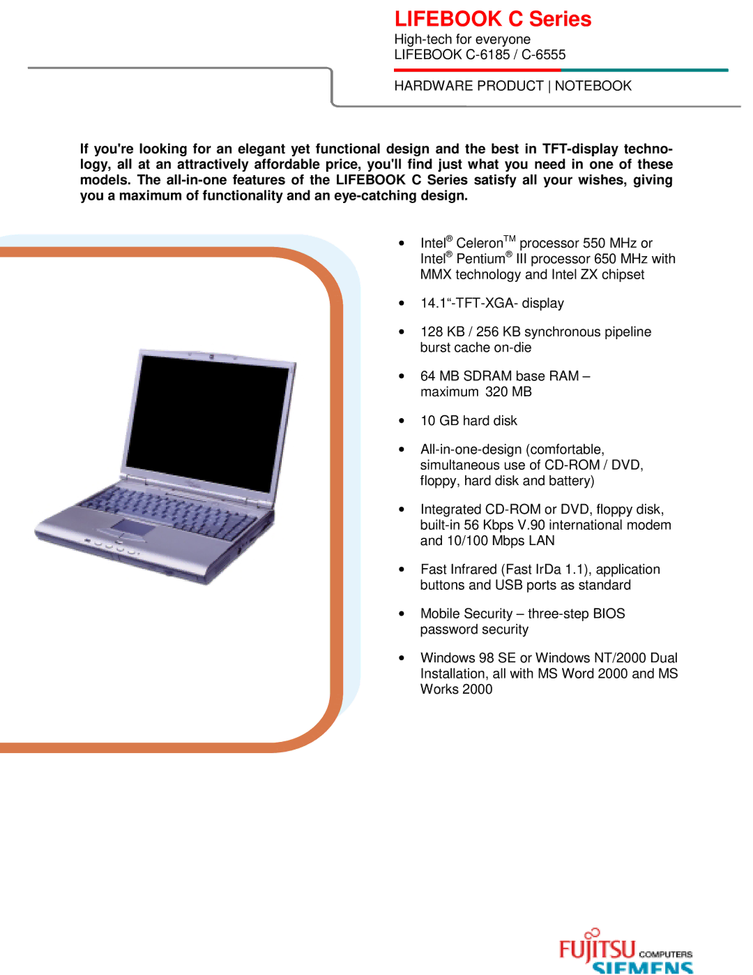 Fujitsu Siemens Computers C-6555, C-6185 manual Lifebook C Series 