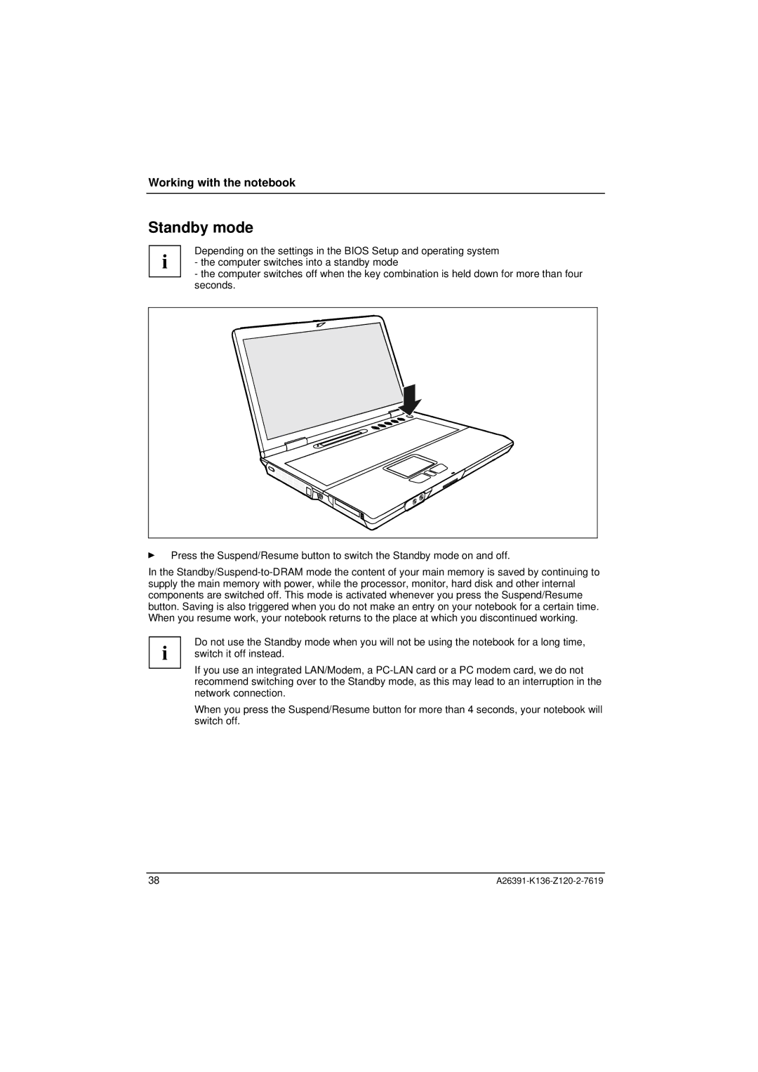 Fujitsu Siemens Computers C Series manual Standby mode 