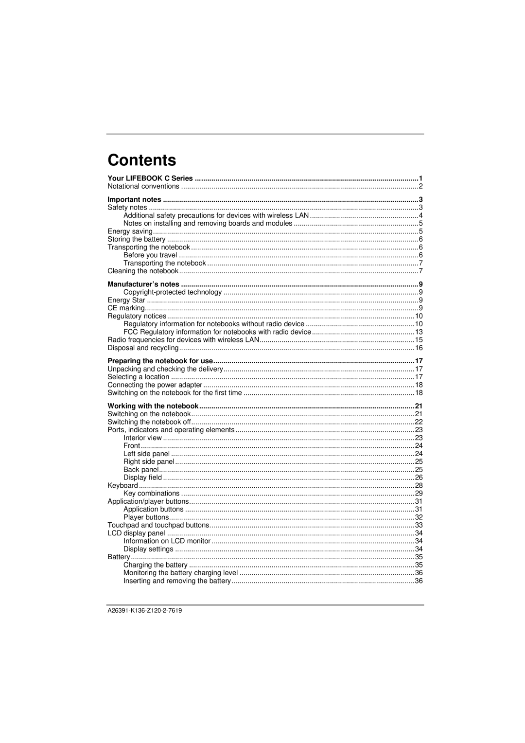 Fujitsu Siemens Computers C Series manual Contents 