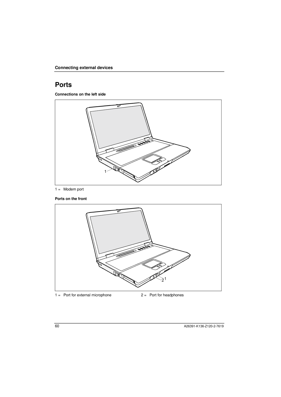 Fujitsu Siemens Computers C Series manual Connections on the left side, Ports on the front 