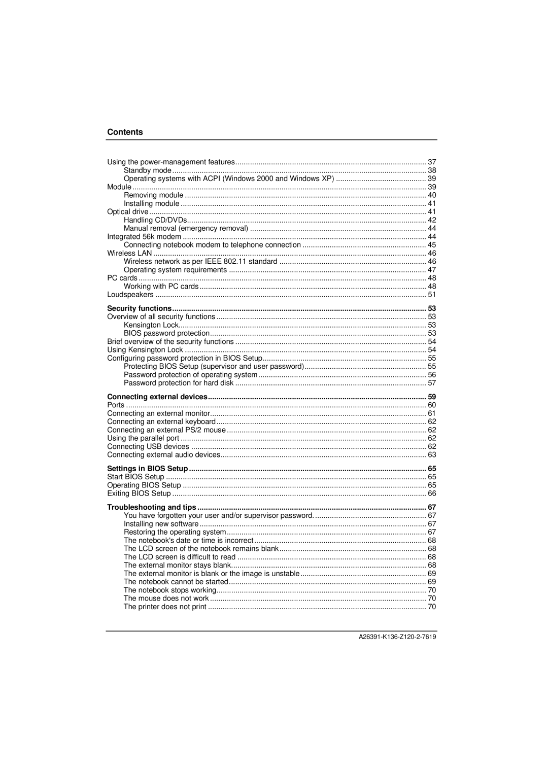 Fujitsu Siemens Computers C Series manual Contents 