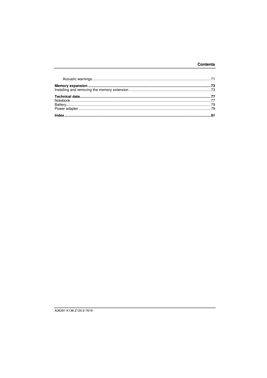 Fujitsu Siemens Computers C Series manual Acoustic warnings 