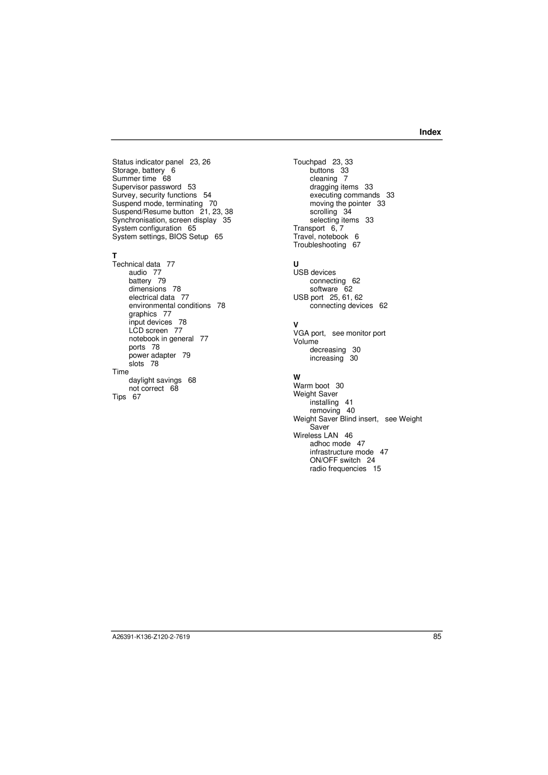 Fujitsu Siemens Computers C Series manual Index 