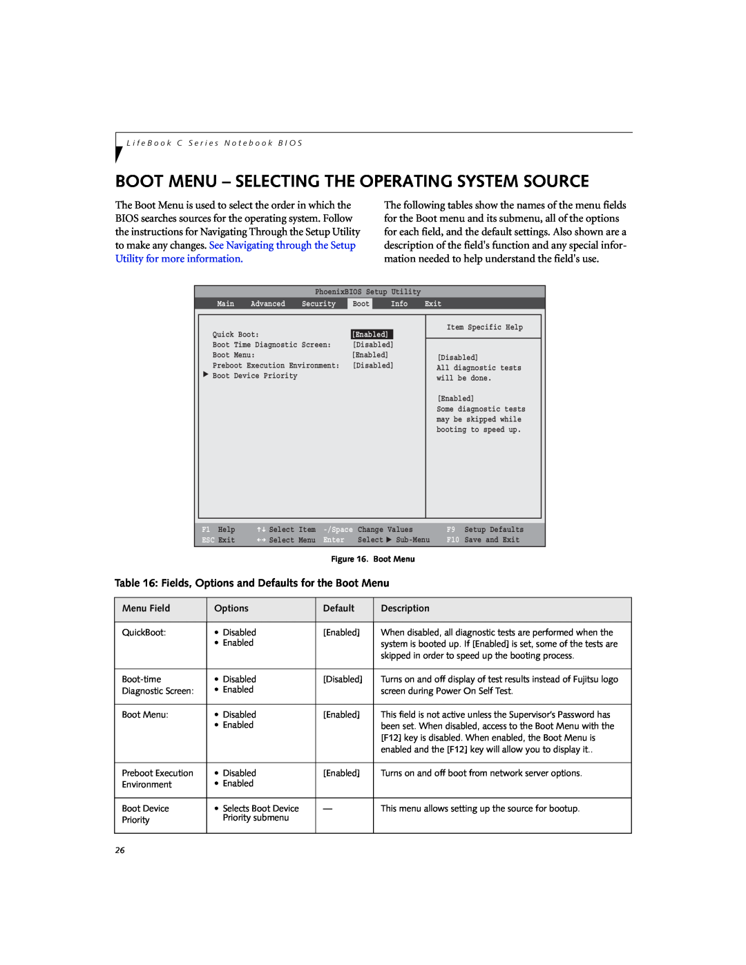 Fujitsu Siemens Computers C2310 manual Boot Menu - Selecting The Operating System Source 