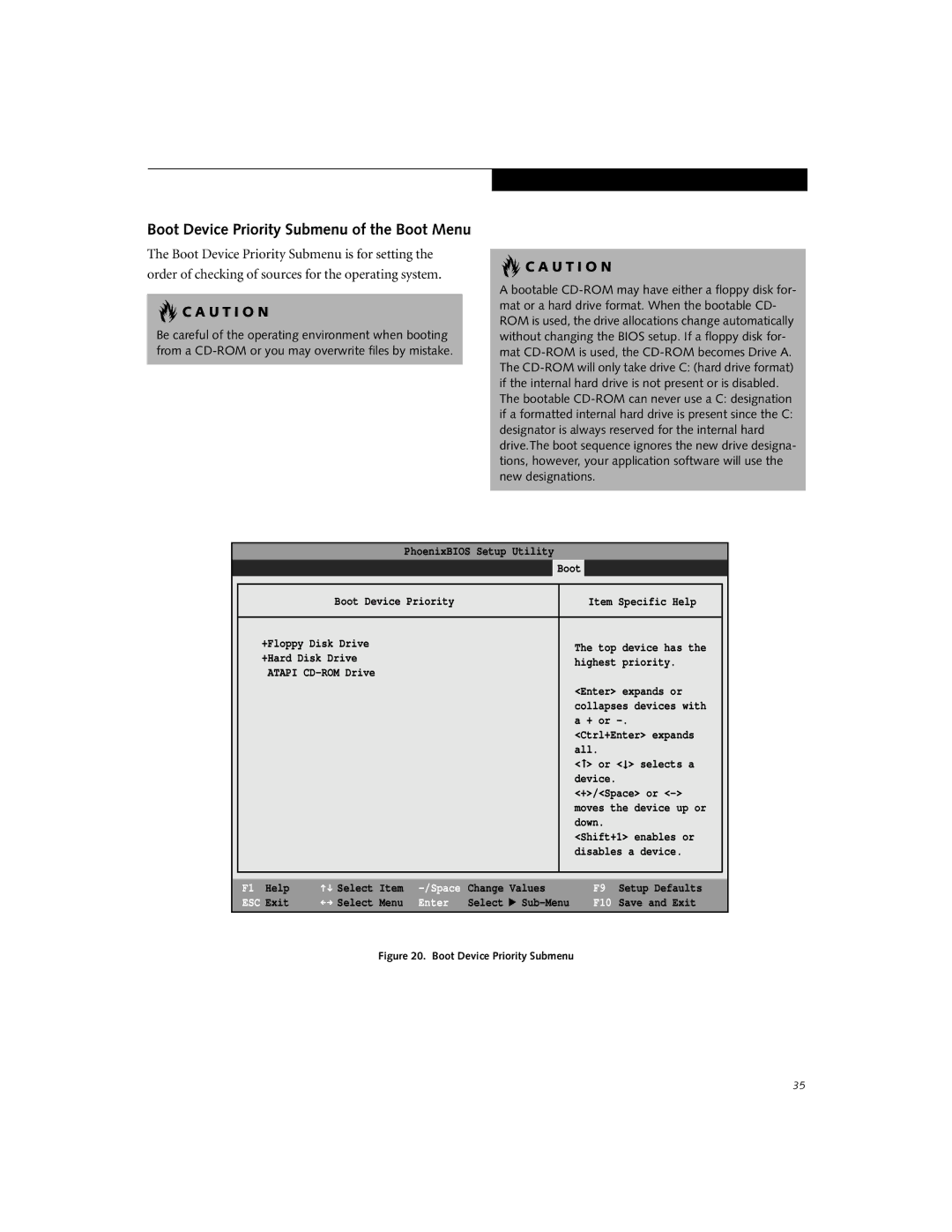 Fujitsu Siemens Computers E-6555, E-6595, E-6575 manual Boot Device Priority Submenu of the Boot Menu 