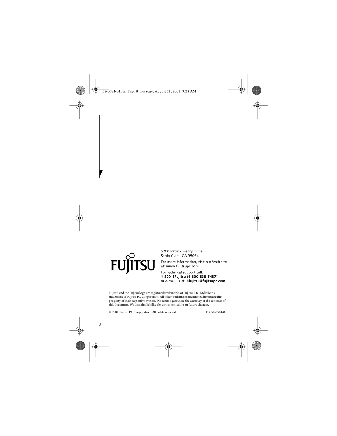 Fujitsu Siemens Computers FMW51BC2, FMW51BC1 manual 800-8Fujitsu Or e-mail us at 8fujitsu@fujitsupc.com 