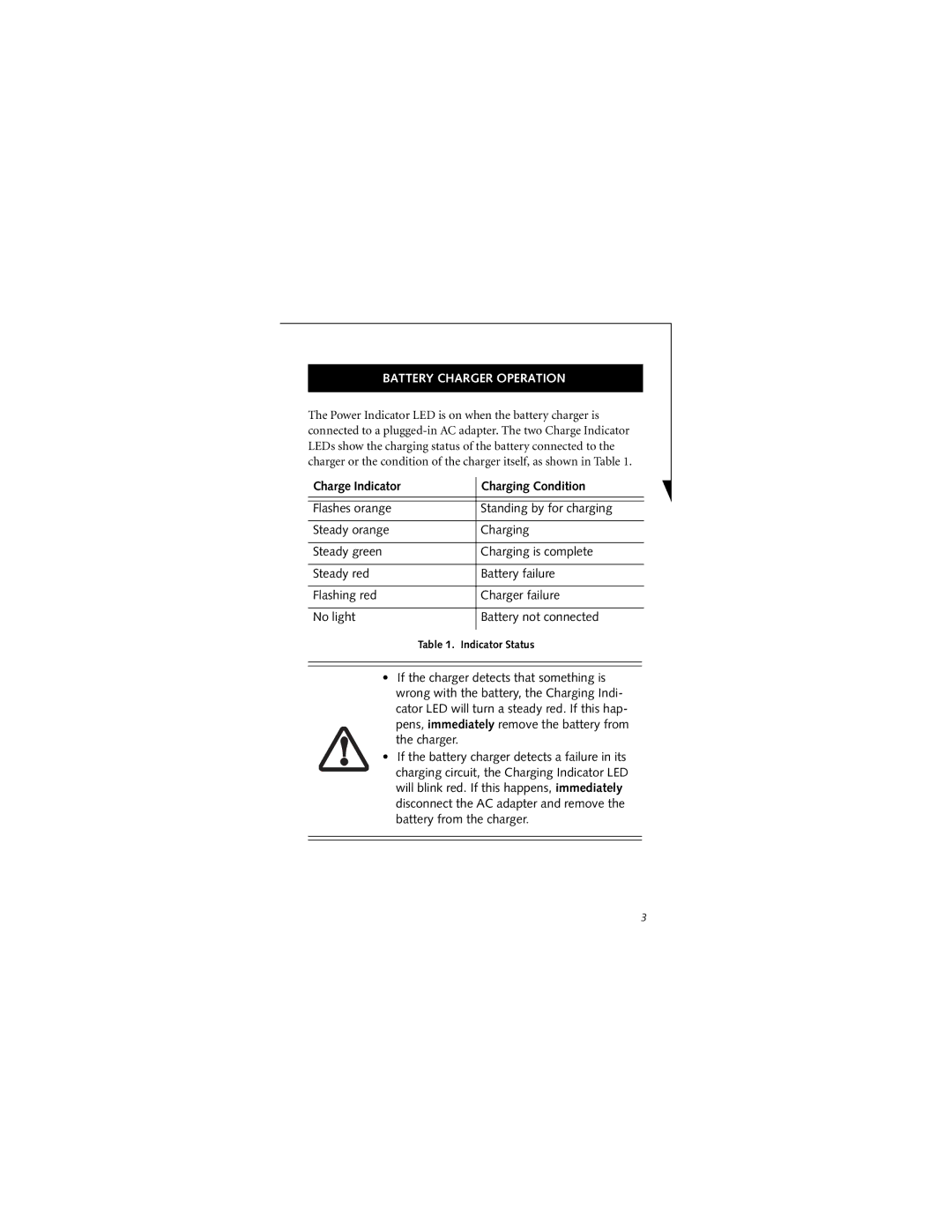 Fujitsu Siemens Computers FPCBC22 manual Battery Charger Operation, Charge Indicator Charging Condition 