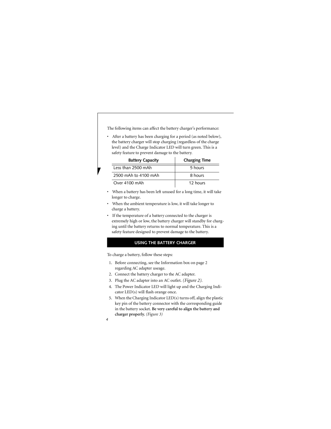 Fujitsu Siemens Computers FPCBC22 manual Battery Capacity Charging Time, Using the Battery Charger 