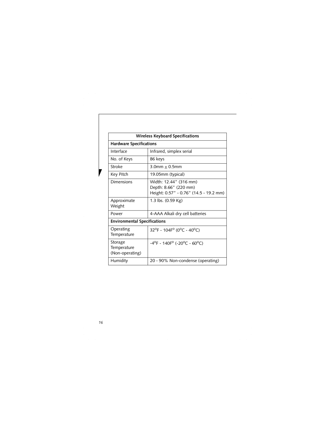 Fujitsu Siemens Computers FPCKB51A1P warranty Wireless Keyboard Specifications 