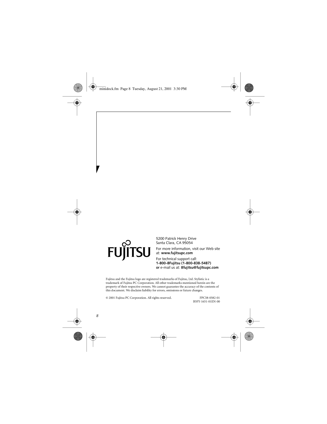 Fujitsu Siemens Computers FPCPR25 manual 800-8Fujitsu Or e-mail us at 8fujitsu@fujitsupc.com 