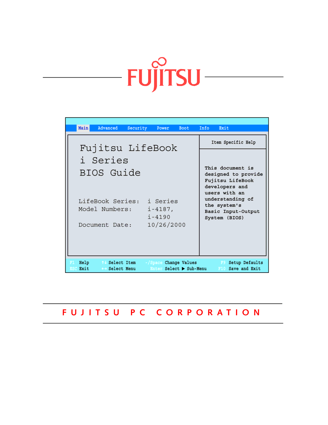 Fujitsu Siemens Computers i Series manual Fujitsu LifeBook Series Bios Guide 