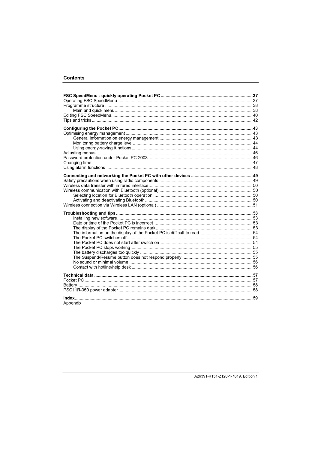 Fujitsu Siemens Computers LOOX 700 manual Contents 