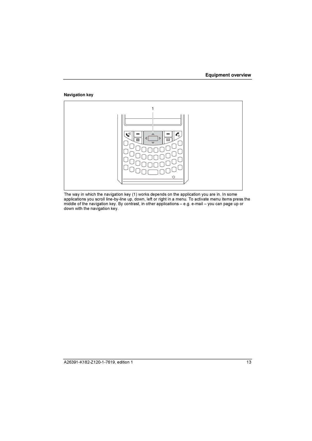 Fujitsu Siemens Computers Loox T manual Navigation key 