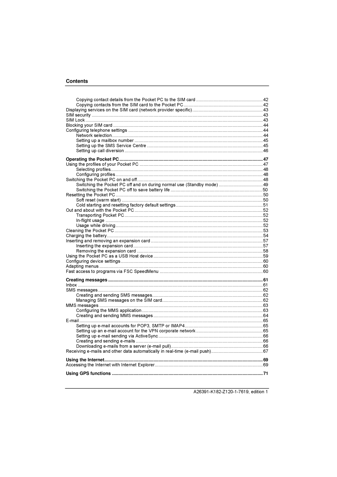 Fujitsu Siemens Computers Loox T manual Contents 