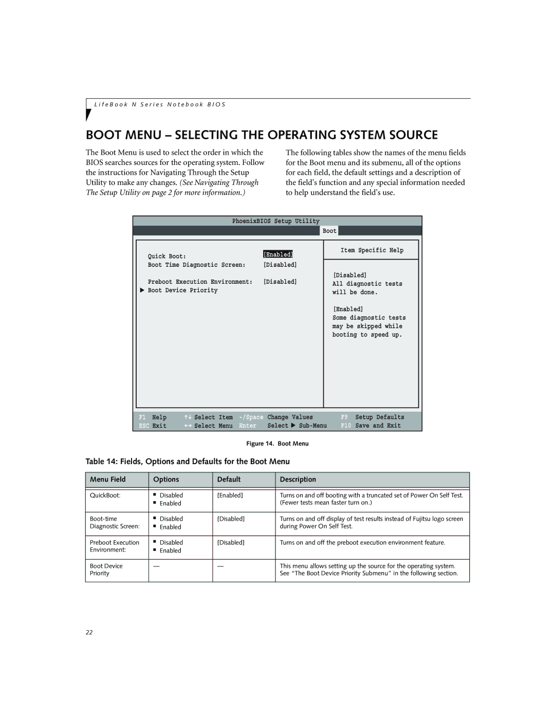 Fujitsu Siemens Computers N3010 manual Boot Menu Selecting the Operating System Source 