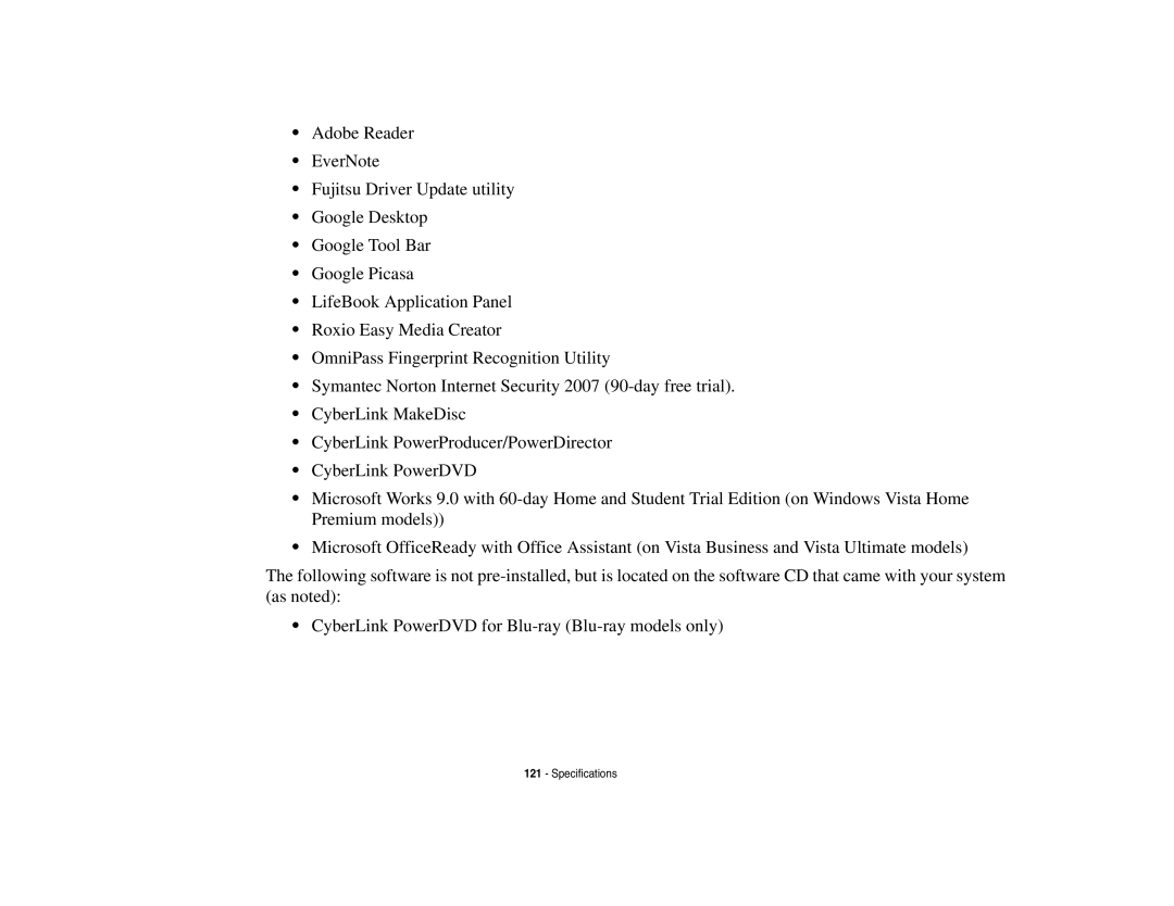 Fujitsu Siemens Computers N6470 manual Specifications 