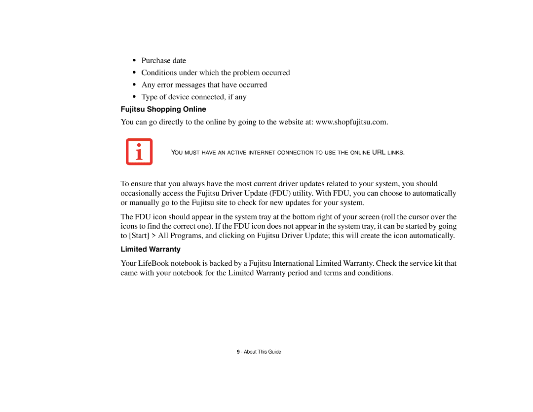 Fujitsu Siemens Computers N6470 manual Fujitsu Shopping Online, Limited Warranty 