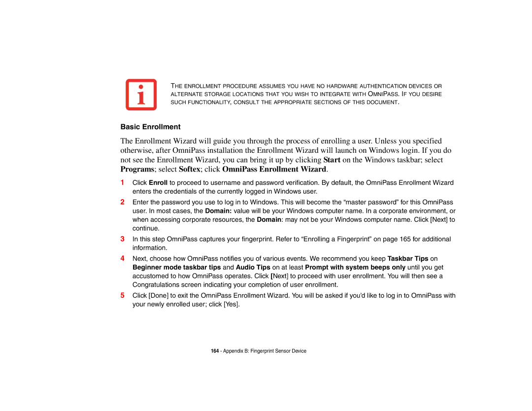 Fujitsu Siemens Computers N6470 manual Basic Enrollment 