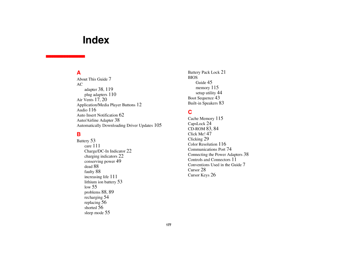 Fujitsu Siemens Computers N6470 manual Index 