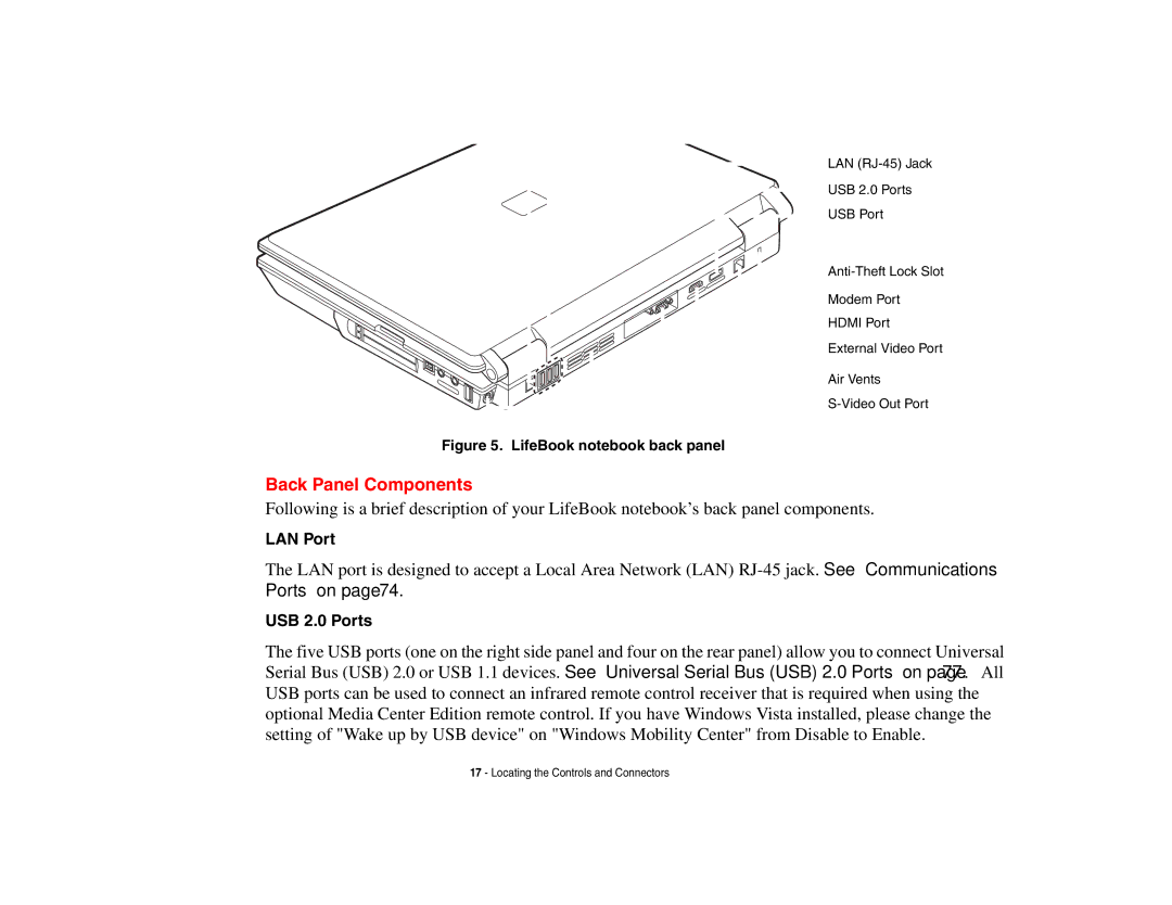 Fujitsu Siemens Computers N6470 manual Back Panel Components, LAN Port 