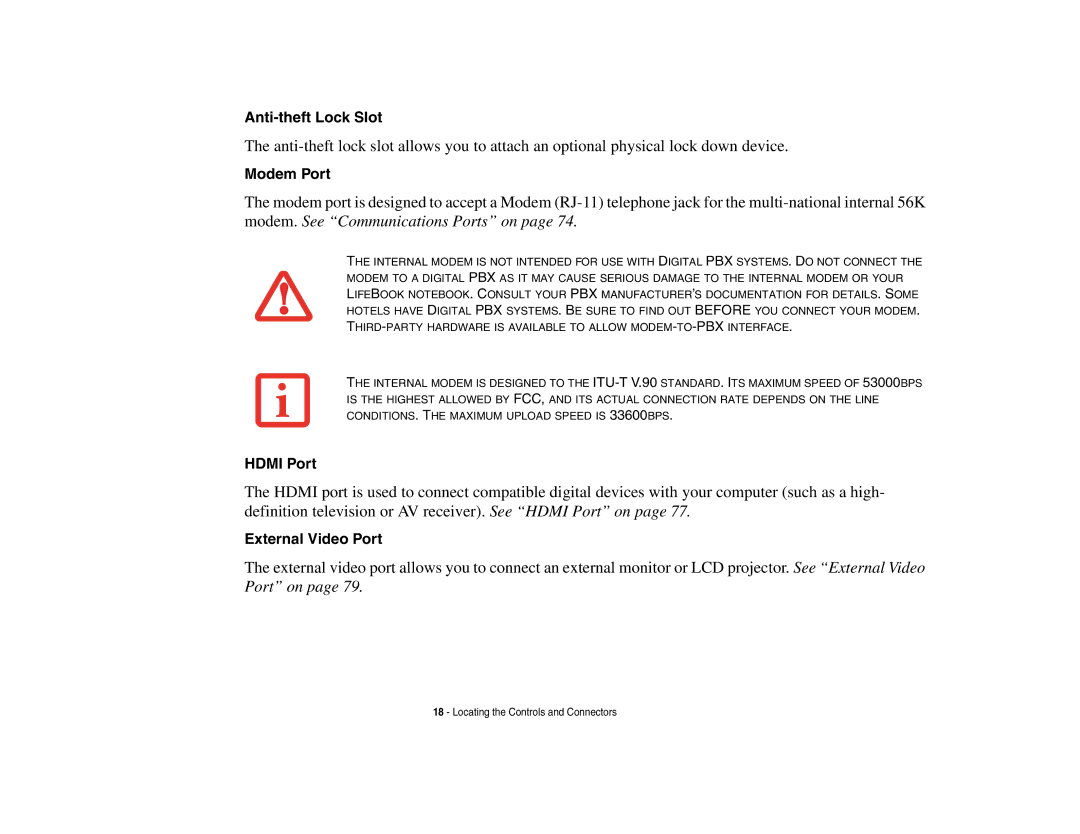 Fujitsu Siemens Computers N6470 manual Anti-theft Lock Slot, Modem Port, Hdmi Port, External Video Port 