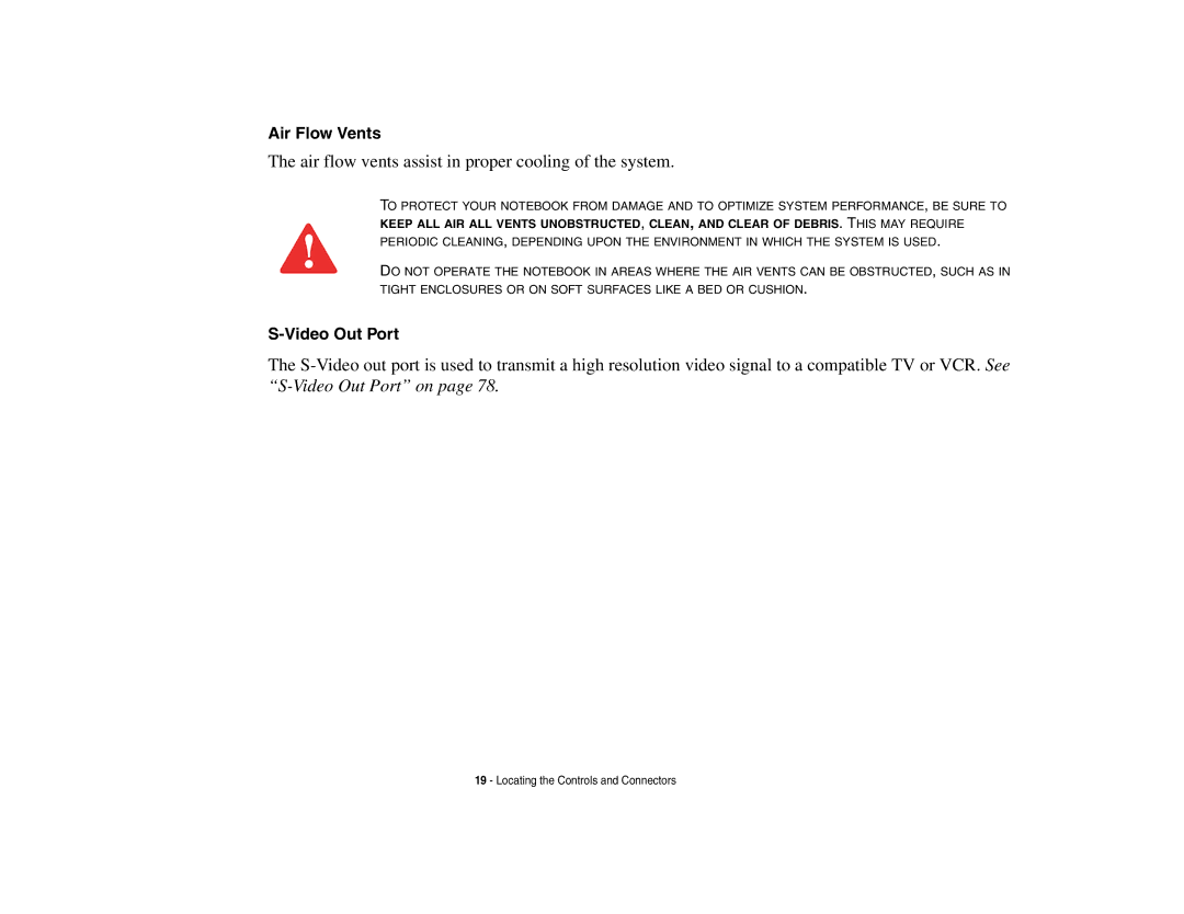 Fujitsu Siemens Computers N6470 manual Air Flow Vents, Video Out Port 