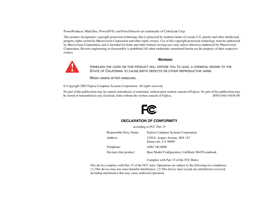 Fujitsu Siemens Computers N6470 manual Declaration of Conformity 